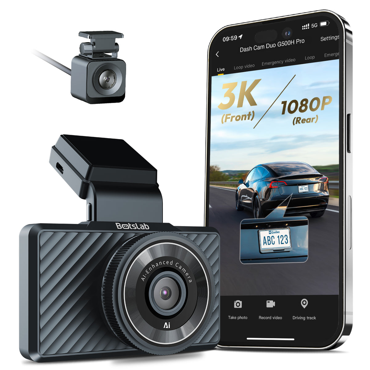 Botslab G500H Pro ADAS Ön ve Arka Araç Kamerası